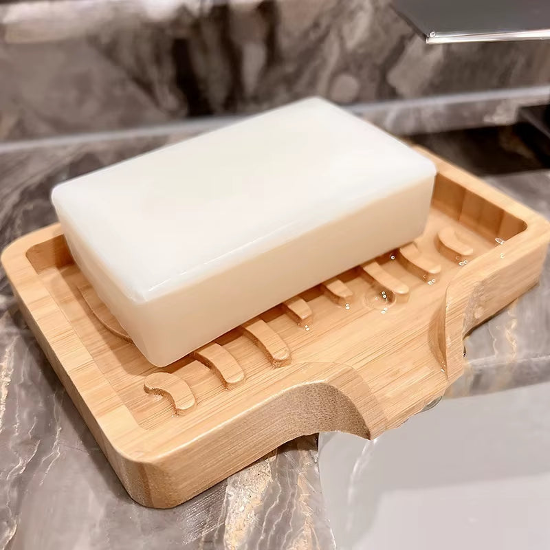 Bamboo Soap Dish Holder – Natural Wooden Soap Tray with Self-Draining Design, Eco-Friendly Bar Soap Saver for Bathroom, Shower, Sink & Countertop