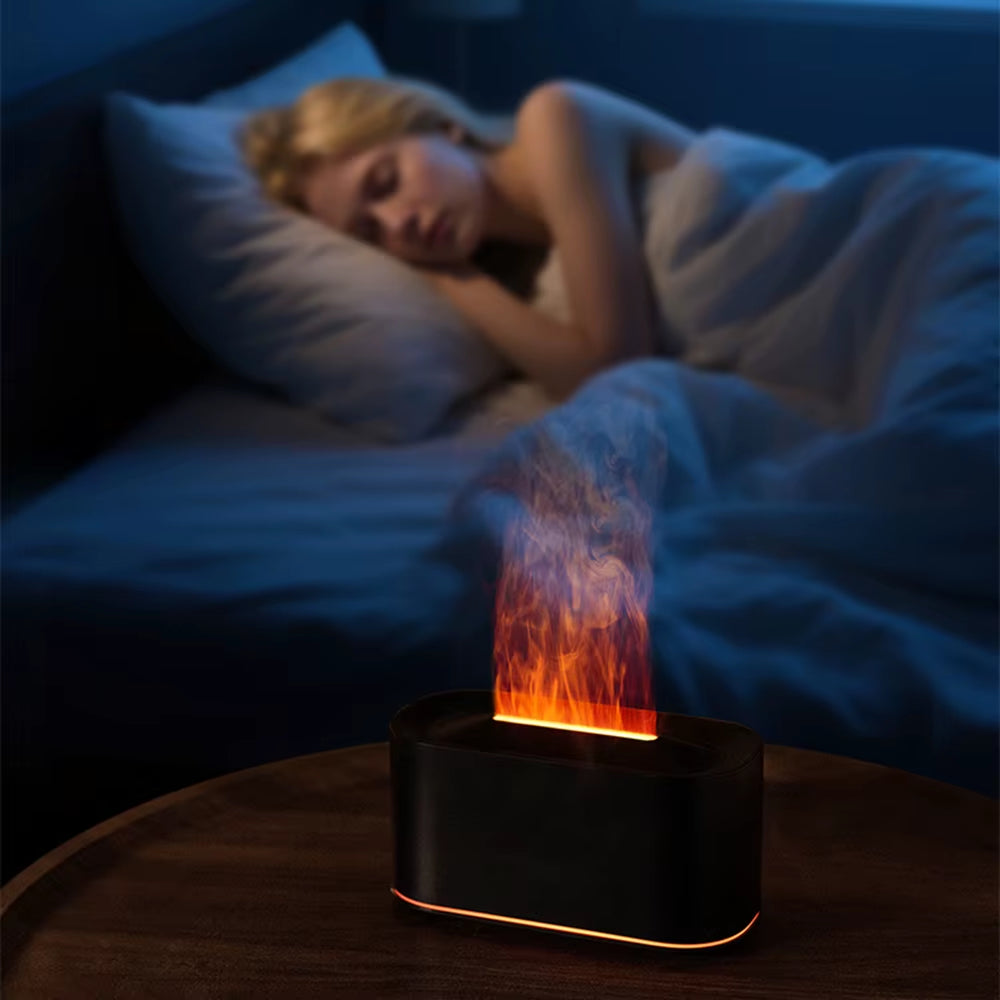 Essential Oil Diffuser with Colorful Flame Design, Noiseless Humidifier, 7 Color LED Lights, and Auto Shut-Off Feature