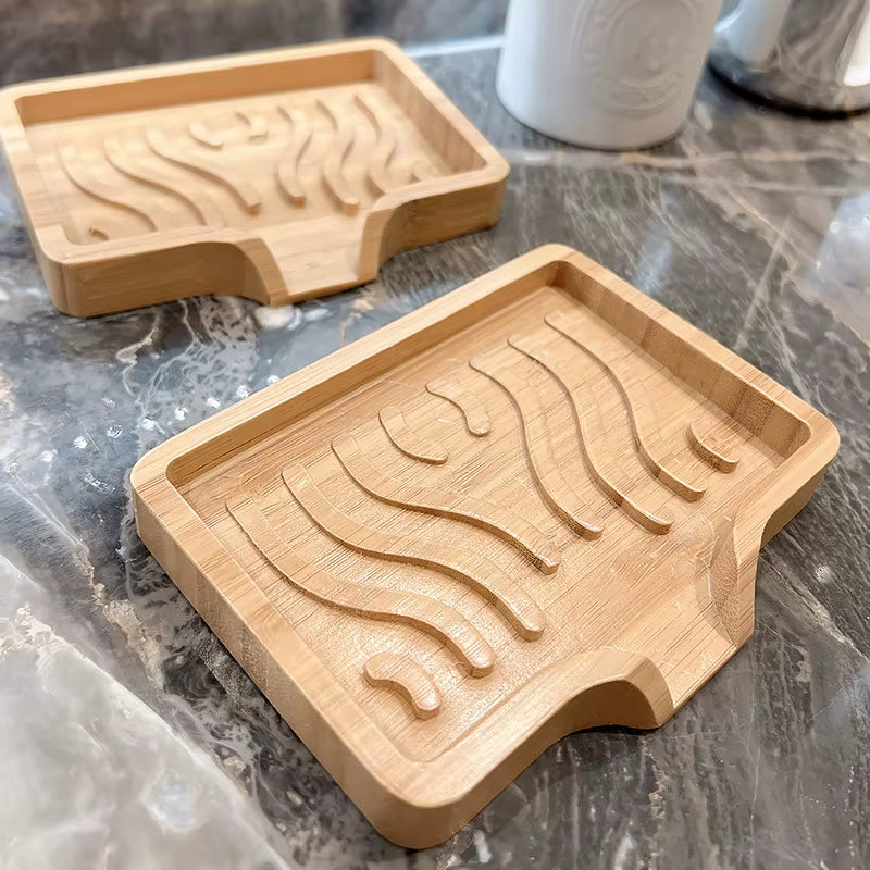 Bamboo Soap Dish Holder – Natural Wooden Soap Tray with Self-Draining Design, Eco-Friendly Bar Soap Saver for Bathroom, Shower, Sink & Countertop