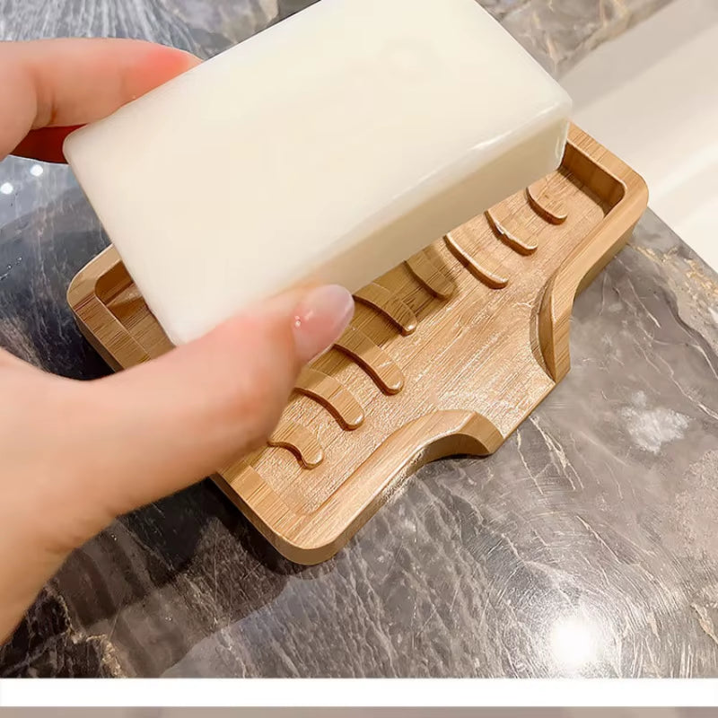 Bamboo Soap Dish Holder – Natural Wooden Soap Tray with Self-Draining Design, Eco-Friendly Bar Soap Saver for Bathroom, Shower, Sink & Countertop