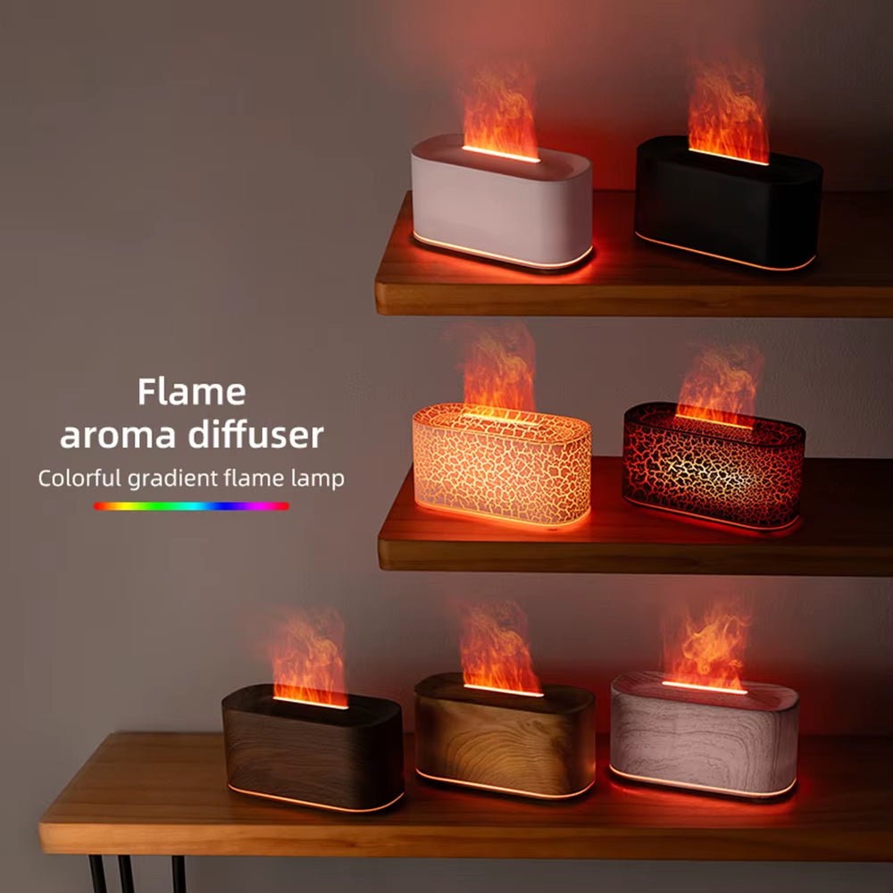 Essential Oil Diffuser with Colorful Flame Design, Noiseless Humidifier, 7 Color LED Lights, and Auto Shut-Off Feature