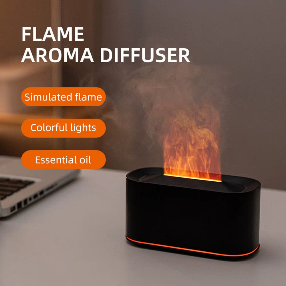 Essential Oil Diffuser with Colorful Flame Design, Noiseless Humidifier, 7 Color LED Lights, and Auto Shut-Off Feature