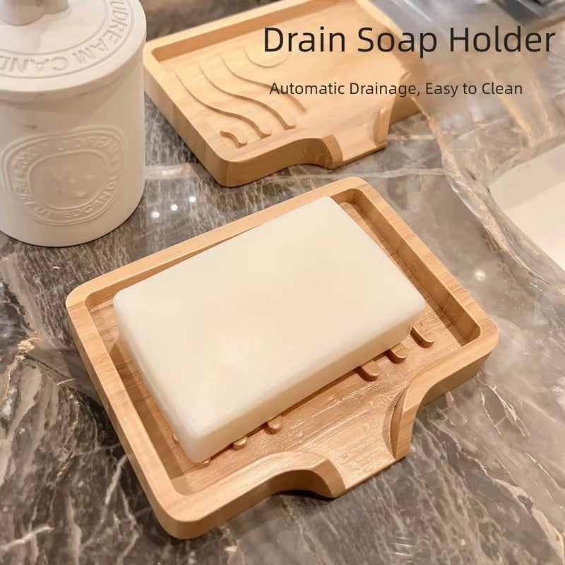 Bamboo Soap Dish Holder – Natural Wooden Soap Tray with Self-Draining Design, Eco-Friendly Bar Soap Saver for Bathroom, Shower, Sink & Countertop