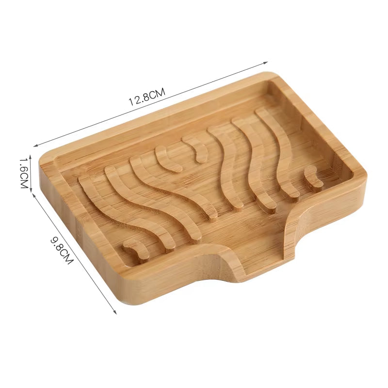 Bamboo Soap Dish Holder – Natural Wooden Soap Tray with Self-Draining Design, Eco-Friendly Bar Soap Saver for Bathroom, Shower, Sink & Countertop